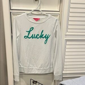 Lilly Pulitzer White sweatshirt “Lucky”